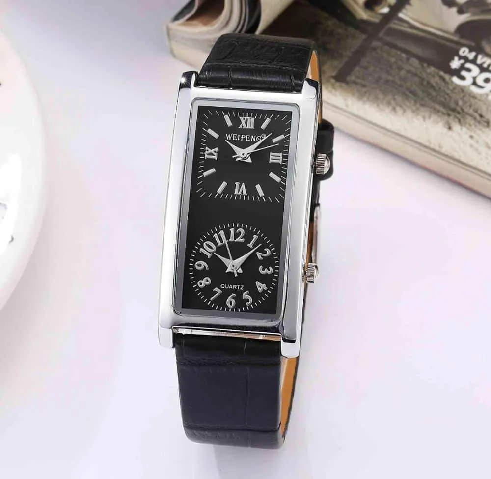 Women's Dual Dial Rectangular Quartz Watches