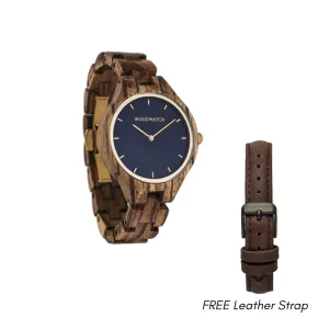 WOODWATCH WOMEN'S AURORA GOLDEN SKY WW-A-ZB W/ FREE STRAP WW-S-H-14