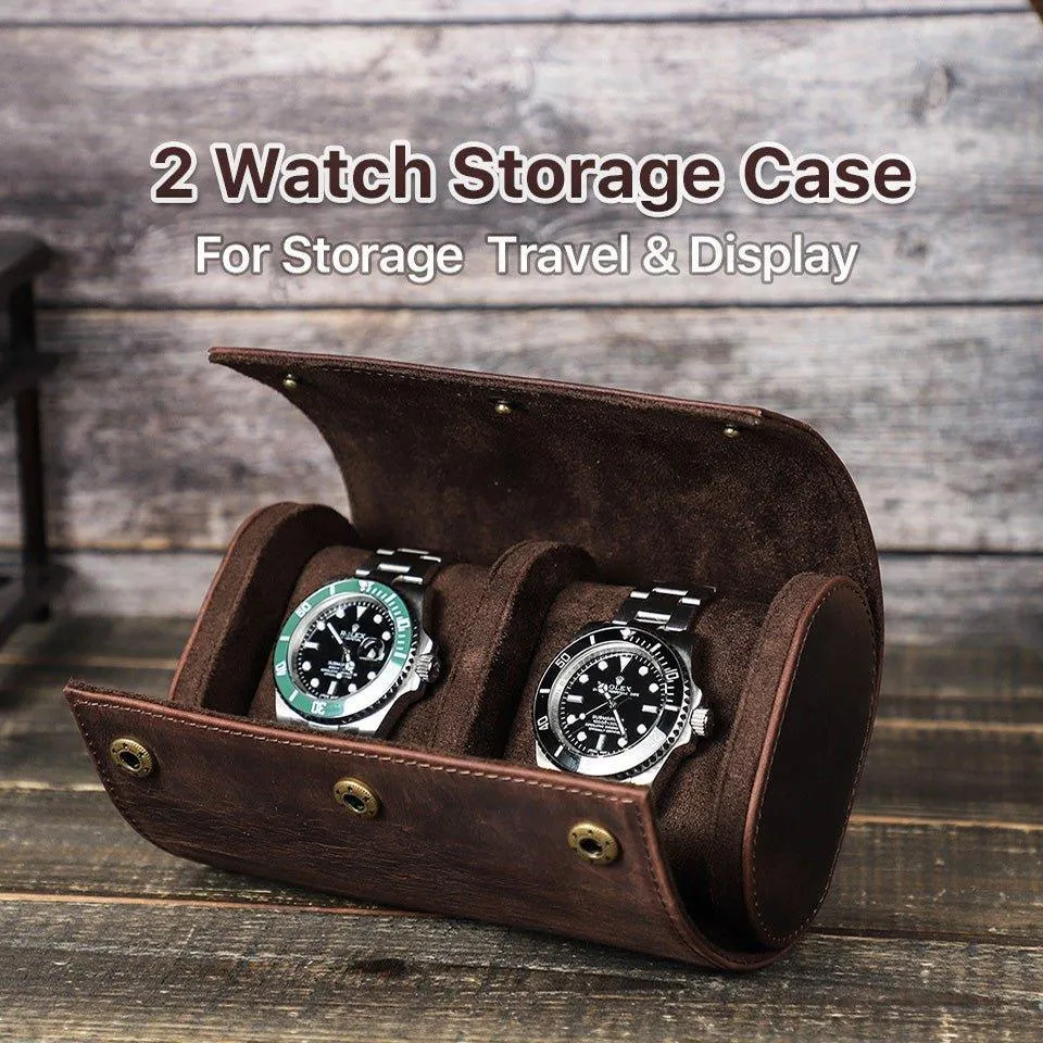 Woosir Leather Watch Rolls Case for 2 Watches