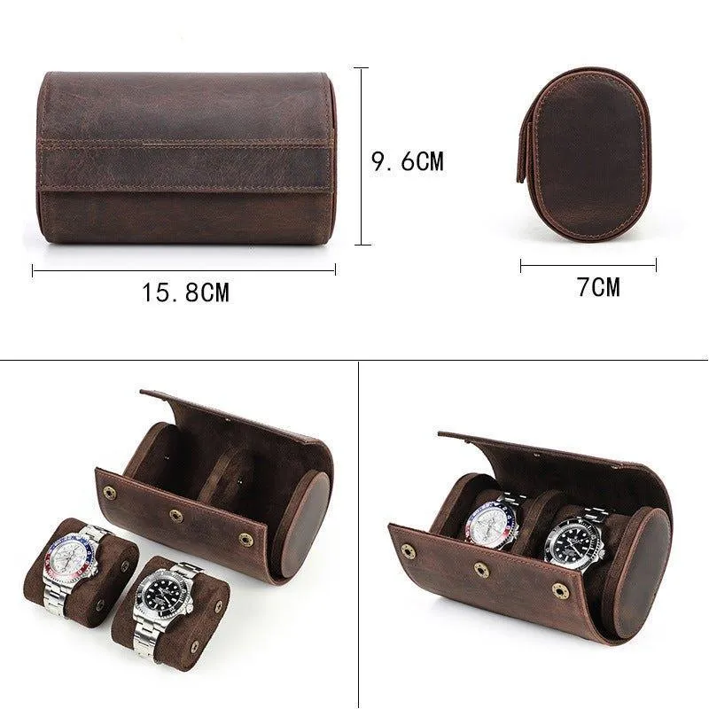 Woosir Leather Watch Rolls Case for 2 Watches