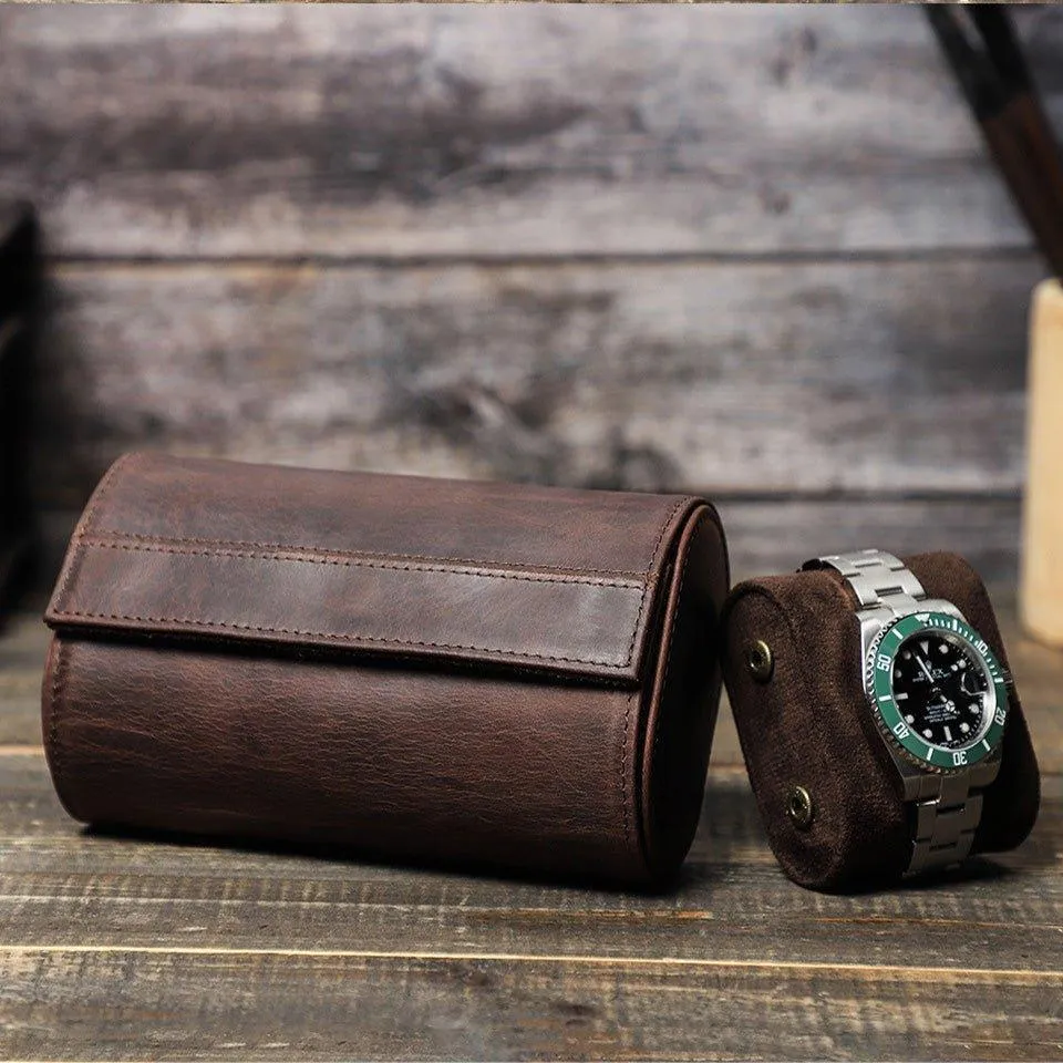 Woosir Leather Watch Rolls Case for 2 Watches