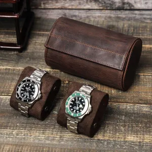 Woosir Leather Watch Rolls Case for 2 Watches