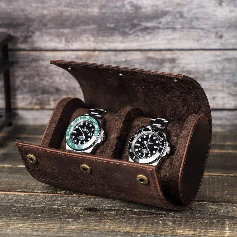 Woosir Leather Watch Rolls Case for 2 Watches