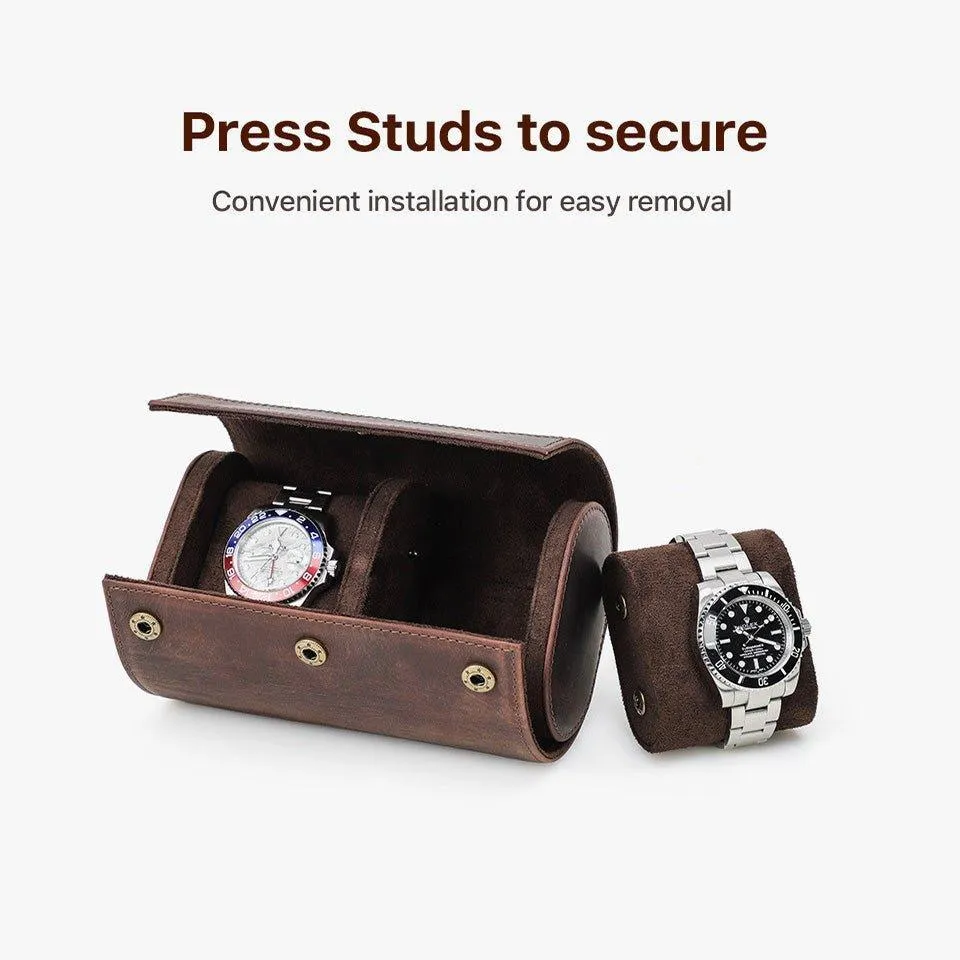 Woosir Leather Watch Rolls Case for 2 Watches