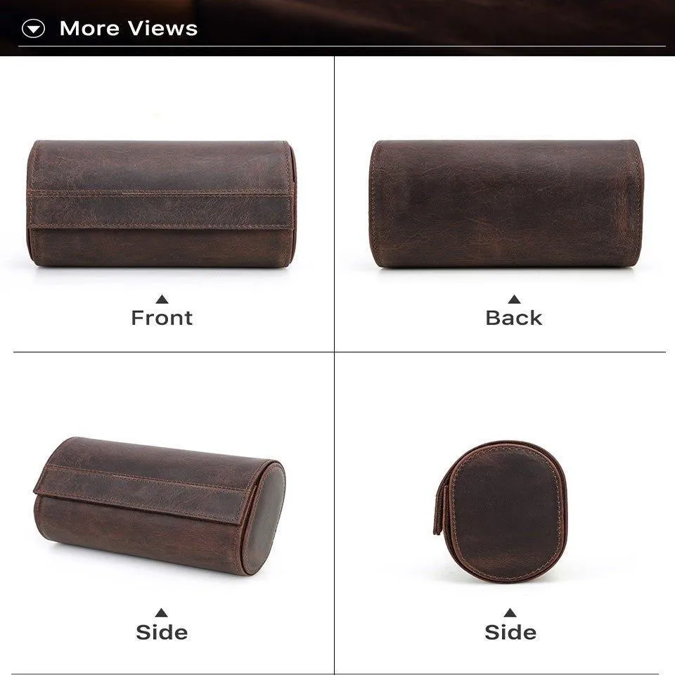 Woosir Leather Watch Rolls Case for 2 Watches