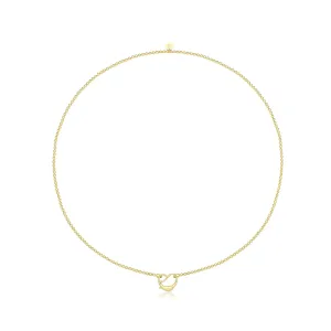 Yellow Gold Plated Sterling Silver Heart Clasp Bead Necklet Necklace