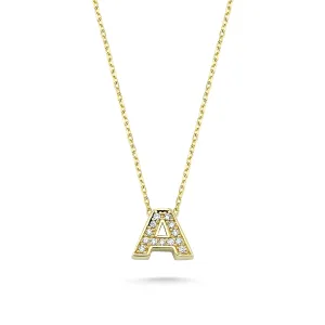 YELLOW GOLD SMALL INITIAL NECKLACE