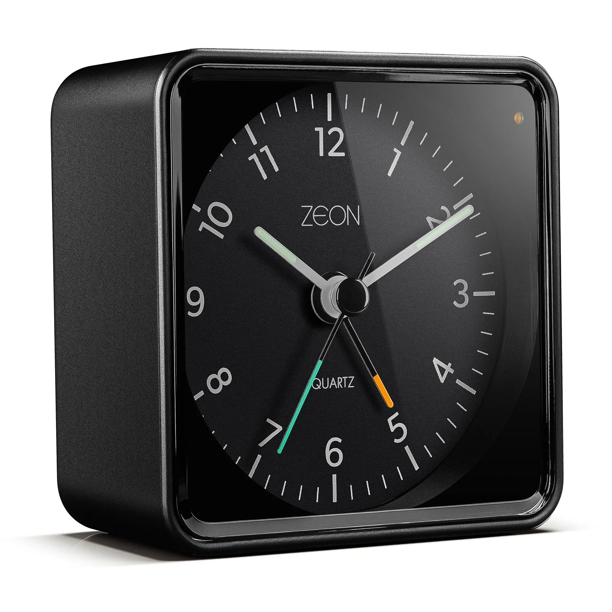 ZEON Bedside Analogue Alarm Clock with Light and Snooze Function, Silent Non-Tick Battery Powered Alarm Clock in Black, CE4550