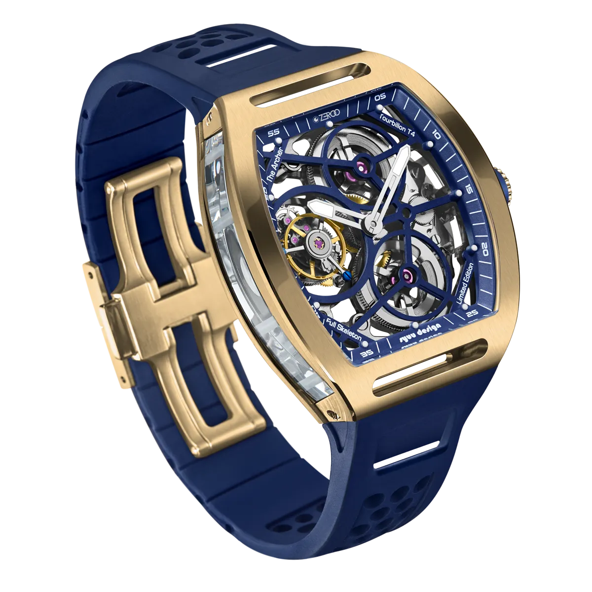 ZEROO T4 THE ARCHER FULL SKELETON TOURBILLONMANUAL TOURBILLON WATCH FOR GENTS - ZT004GBL
