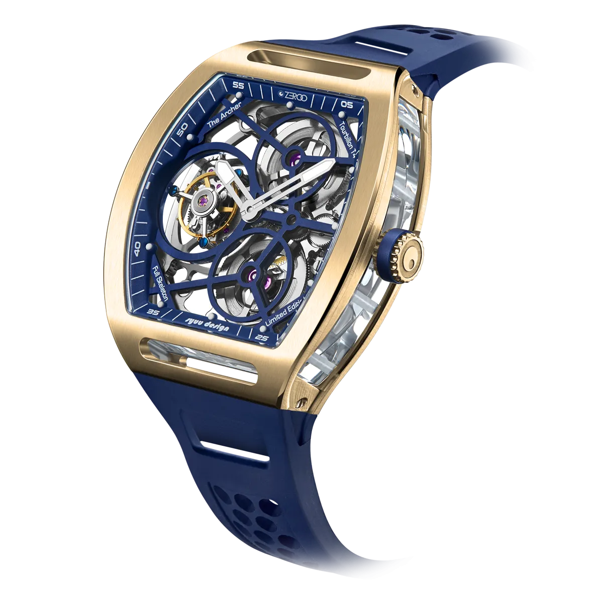 ZEROO T4 THE ARCHER FULL SKELETON TOURBILLONMANUAL TOURBILLON WATCH FOR GENTS - ZT004GBL