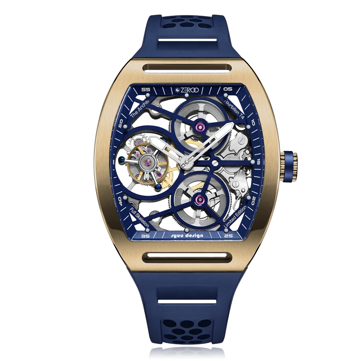 ZEROO T4 THE ARCHER FULL SKELETON TOURBILLONMANUAL TOURBILLON WATCH FOR GENTS - ZT004GBL