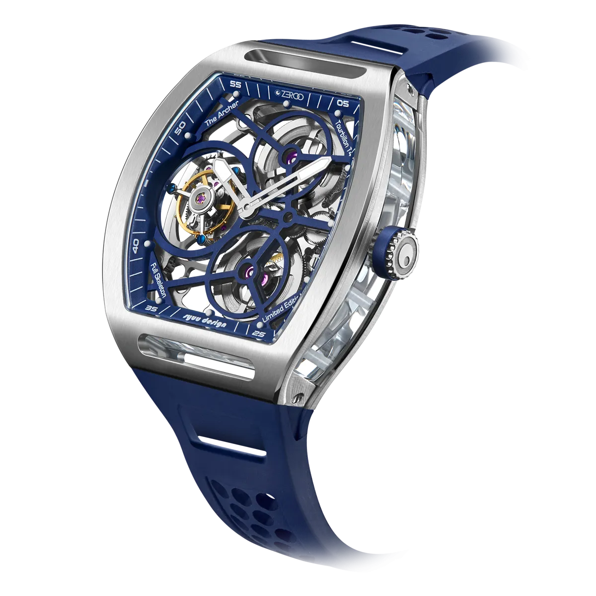 ZEROO T4 THE ARCHER FULL SKELETON TOURBILLONMANUAL TOURBILLON WATCH FOR GENTS - ZT004SBL