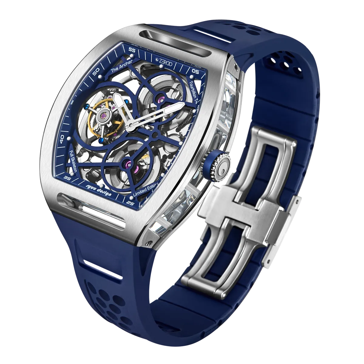 ZEROO T4 THE ARCHER FULL SKELETON TOURBILLONMANUAL TOURBILLON WATCH FOR GENTS - ZT004SBL