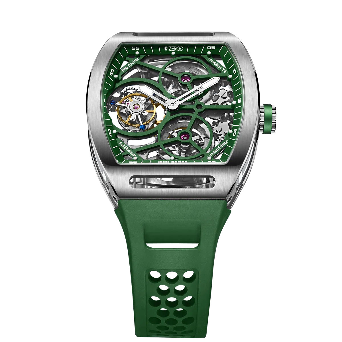 ZEROO T4 THE ARCHER FULL SKELETON TOURBILLONMANUAL TOURBILLON WATCH FOR GENTS - ZT004SGR