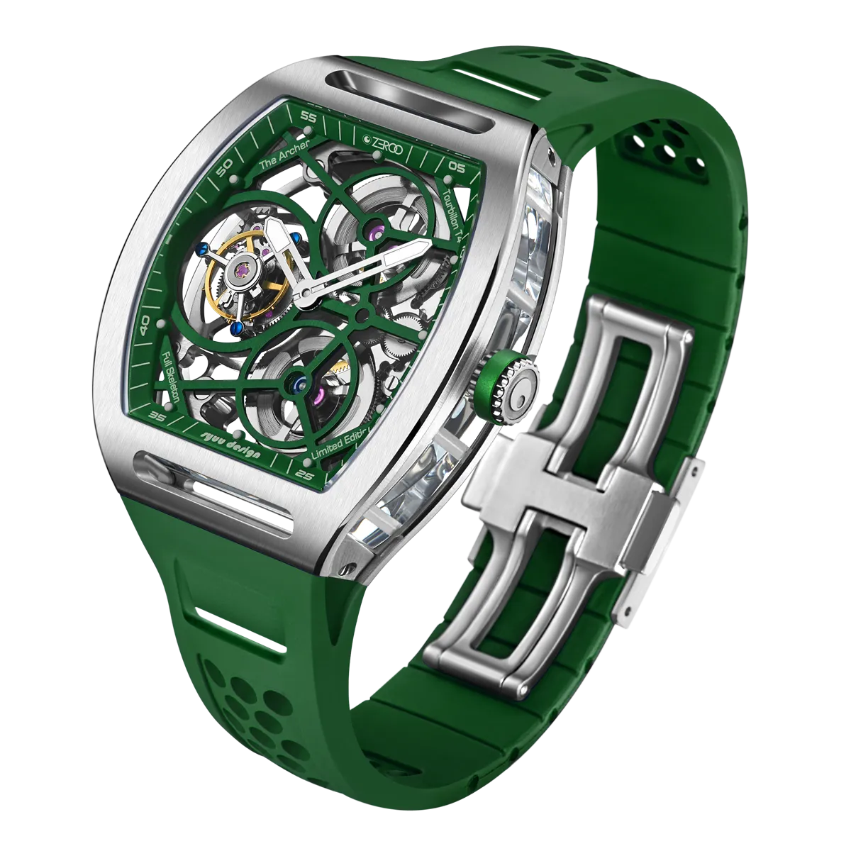 ZEROO T4 THE ARCHER FULL SKELETON TOURBILLONMANUAL TOURBILLON WATCH FOR GENTS - ZT004SGR